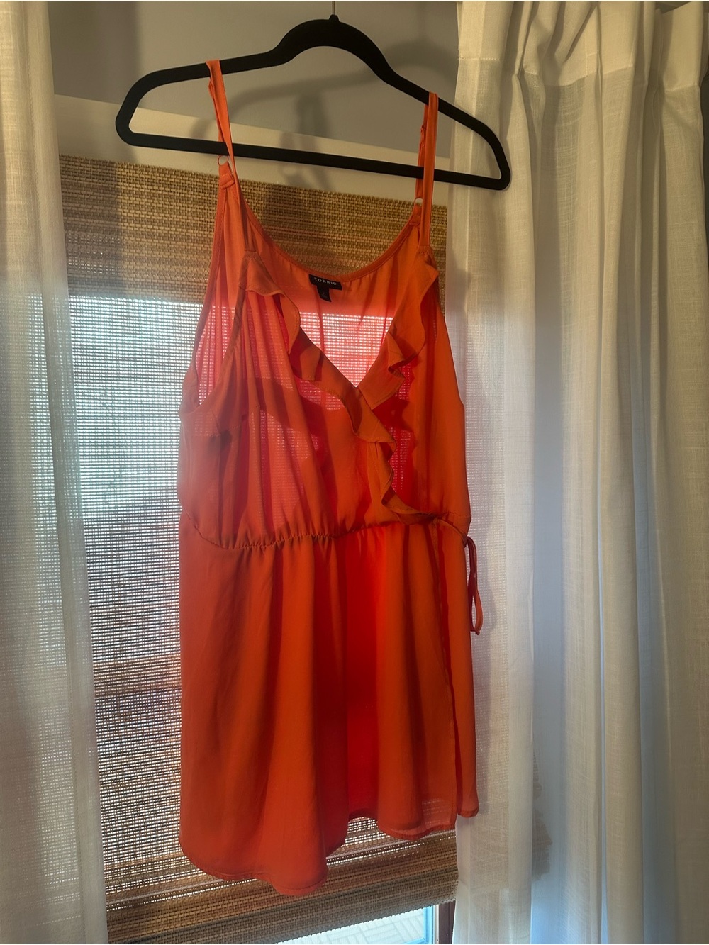 Women’s Ruffled Cami tank top coral